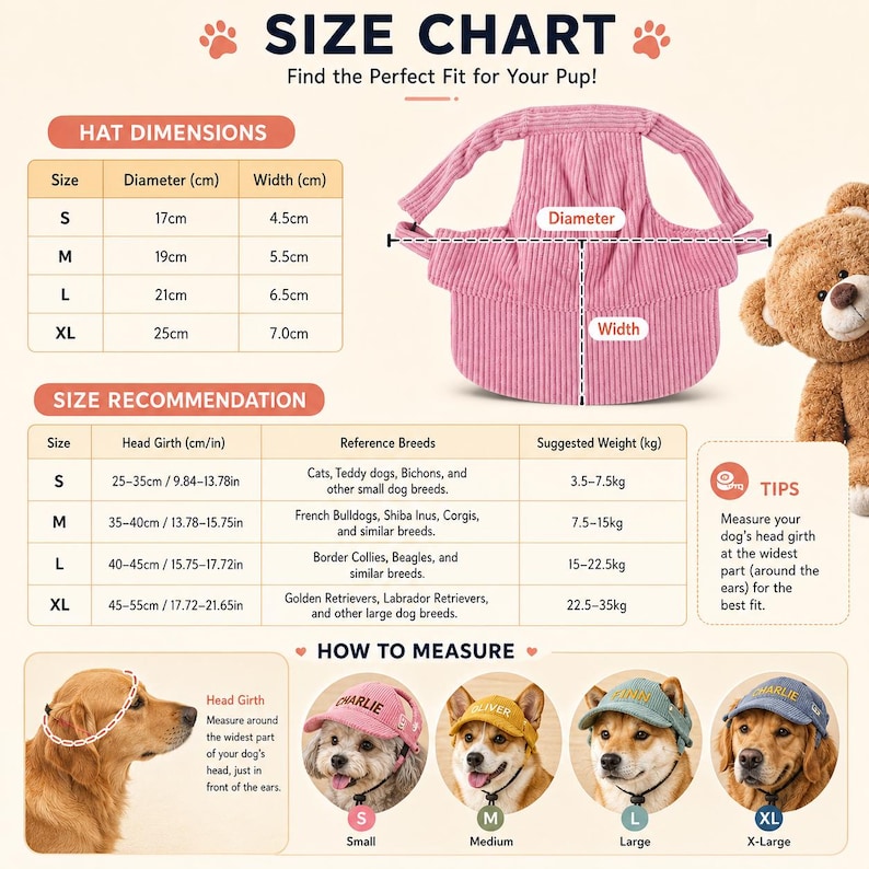 Personalized Dog Hat, Custom Embroidered Pet Cap, Puppy Baseball Hat, Corduroy Dog Visor, Custom Pet Name Hat, Cute Dog Accessories