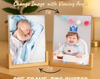 Custom Lenticular Photo Frame, Two-Picture Flip Frame, Baby Nursery Decor