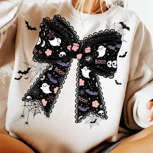Lace Spooky Bow PNG, lace Halloween png, Ghost png, Coquette Halloween png, Preppy Spooky Season png, Halloween bow Digital Design