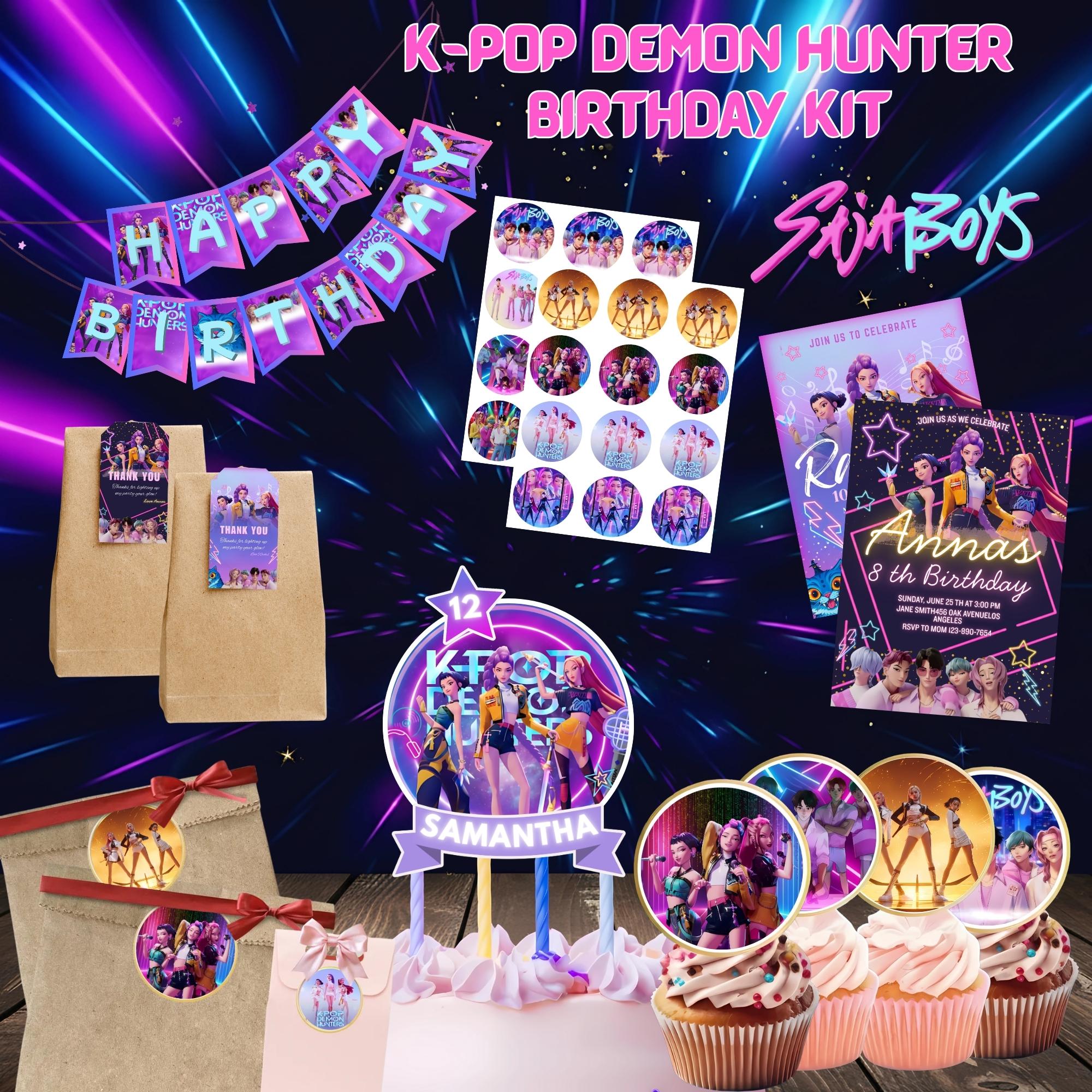Kpop Demon Hunters Cake Topper Editable Kpop Demon Hunters Birthday PNG ...