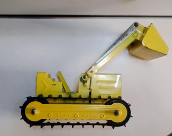 Bulldozer cargador Structo vintage de los años 60, de acero prensado. Fabricado en EE. UU.