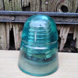1940s Vintage Aqua Green/Blue Glass Telephone Line Insulator.