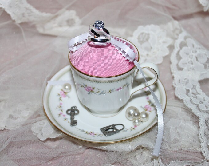 Vintage Tea Cup Wedding Ring Pillow pretty Little Etsy