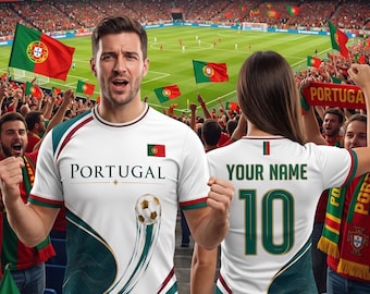 Portugal Soccer Jersey, Custom Name Number Football Shirt, Portugal Fan Jersey, Personalized Soccer Gift, Gift for Football Lover