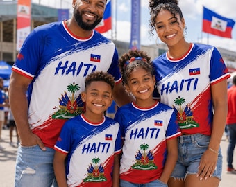 Personalized Haiti Soccer Jersey, Custom Name Number Haiti Football Shirt, Haitian Flag Soccer Fan Gift for Women Men