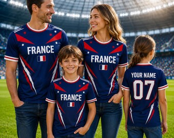 Personalized France Soccer Jersey, Custom Name Number France Football Shirt, French National Team Fan Gift for Women Men