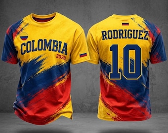 Personalized Colombia 2026 Soccer Jersey, Custom Name Number Football Shirt, Gift for Soccer Fan, Colombia Fan Shirt, World Cup 2026 Gifts
