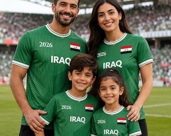 Personalized Iraq Soccer Jersey, Custom Name Number Iraq Football Shirt, Iraqi Flag 2026 Soccer Fan Gift for Men Women