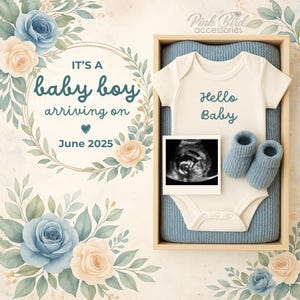 Its a Boy Pregnancy Announcement Digital Post - Baby Boy Gender Reveal Editable Social Media Template - Custom Maternity Announcement