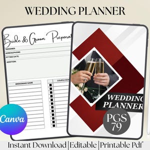 Agenda de mariage modifiable à imprimer, organiseur de cadeaux brie au format PDF, liste de contrôle du budget, guide du temps, cadeau de douche nuptiale, cartable de mariage