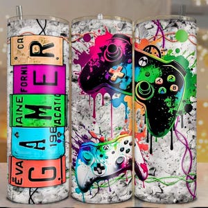 PACK OF 2 Game Tumbler Wrap PNG, 20 oz Sublimation Design, Video Game, Cartoon Characters, Gamer Coffee Cup Wrap, Digital Download