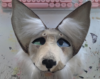 marble fox therian mask