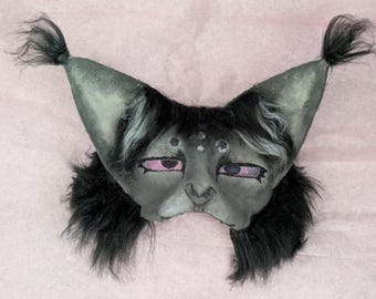 grey rose-quartz cat therian animal mask