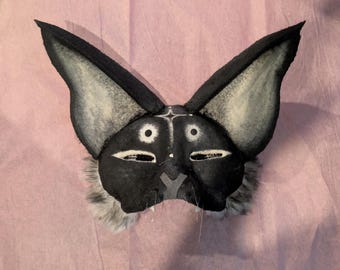 space themed black cat therian animal mask