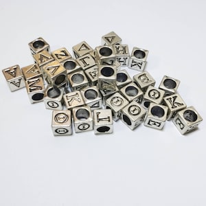 Initial Letter Square Cube Beads 18 kt Gold - Cube Square Large