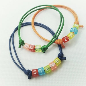 THREE Personalised Kids Name Friendship Bracelets, Custom Kids Name Jewelry, Teens Best Friends Bracelets, BFF Gift