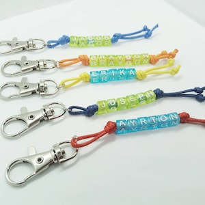 Personalised Name Keyring, Back to School Bag Name Tag, Custom Name Bag Tag, Kids Backpack Tags, Backpack Book Bag Library Bag Keychain