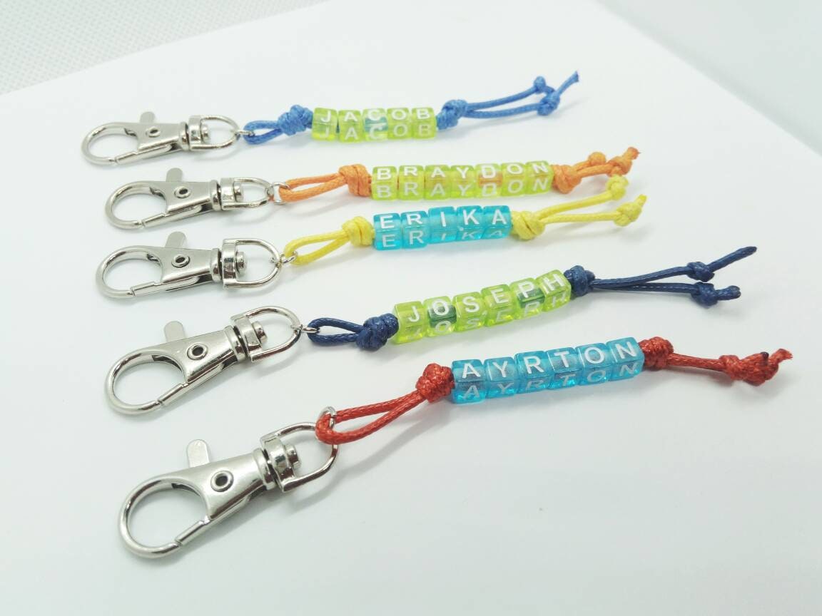 Personalised Letter Name Alphabet Plastic Keyring Keychain Book Bag Tag