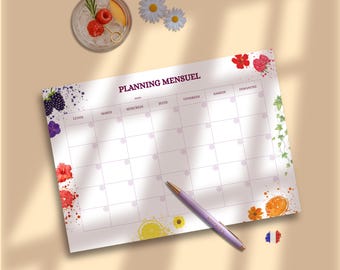Planning Mensuel à Imprimer • PDF • A4 A5 US Letter Half Letter • Organisation au Quotidien • Téléchargement instantané & numérique