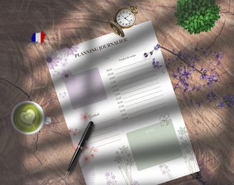 Planning Journalier • Floral Doux • PDF Imprimable • A4 A5 US Letter Half Letter • Organisation Quotidienne • Minimaliste et élégant