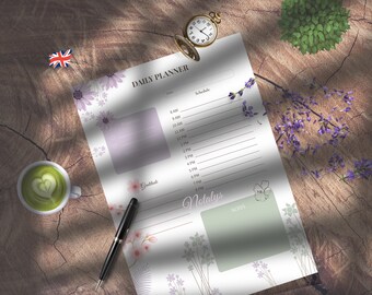 Floral Bliss Printable Daily Planner • Daily Organizer PDF • A4 A5 US Letter Half Letter • Digital Download for Home & Office