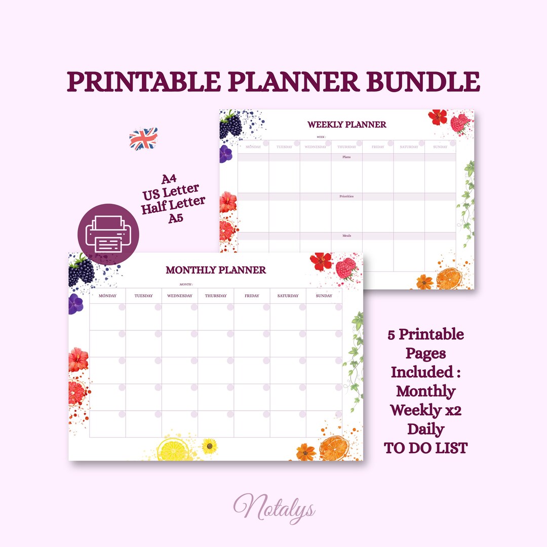 Printable Planner Bundle • Daily, Weekly, Monthly and to Do List PDF ...