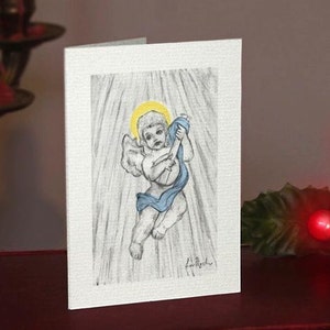 Schutzengel-Gruß-Karte - wunderschön gezeichnete Luxus auf schwere strukturierte Karte. P & P für UK Einzelkarte Bestellungen kostenlos.