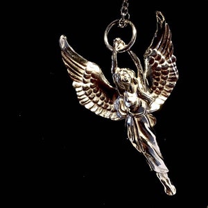 Guardian Angel pendant in Hallmarked solid Sterling Silver and chain. Luxury Gift with extraordinary detail. image 2