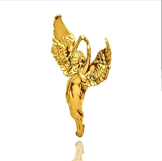 9k Gold Guardian Angel Pendant and Chain Luxury Gift With