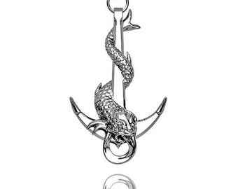 Large Serpent Anchor Pendant Sterling Silver and chain