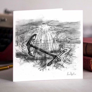 Anchor Greetings Card Beautifully drawn luxury handmade on heavy textured card. FREE P&P for UK single card orders. image 1