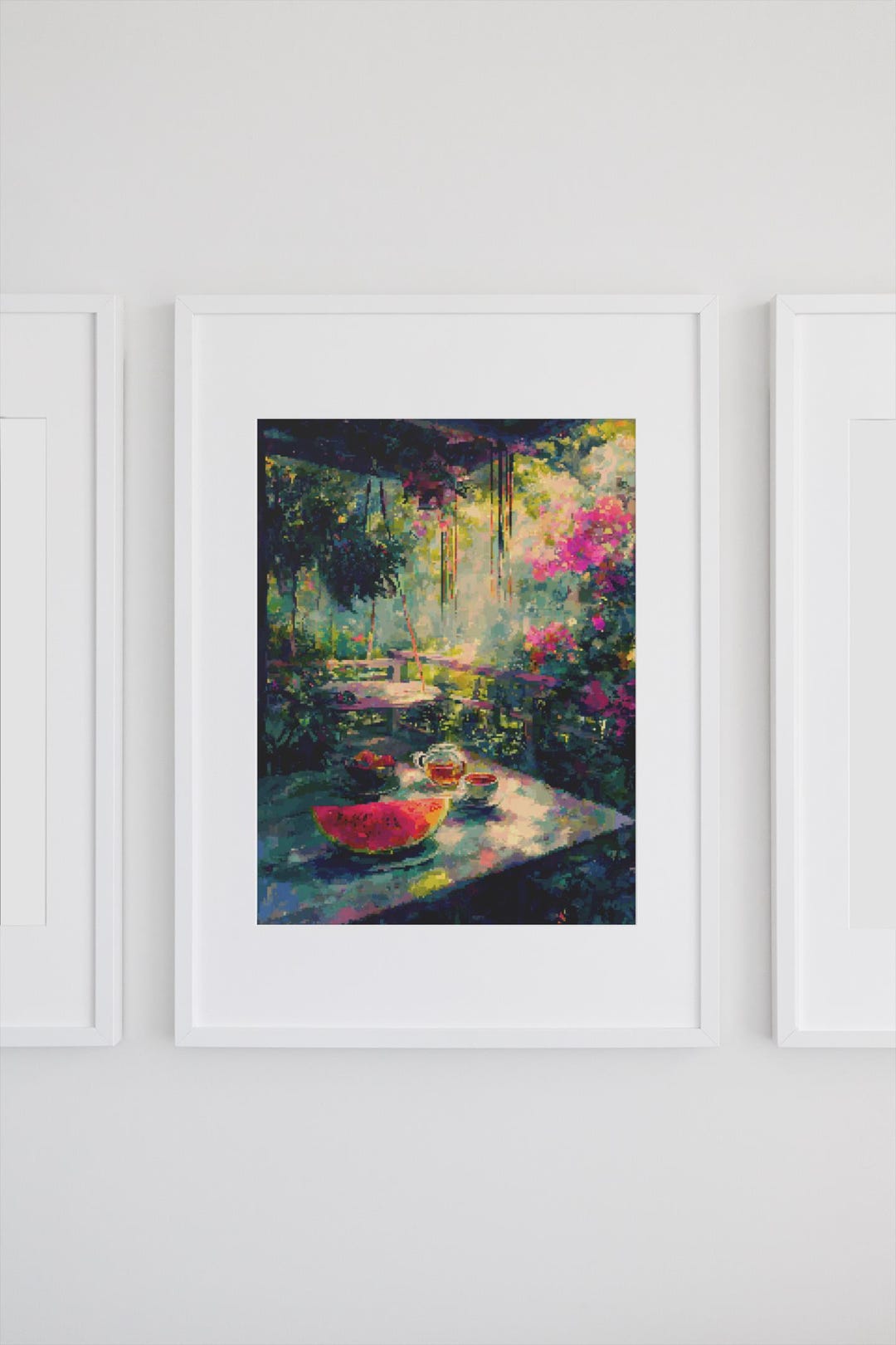 Japanese Summer Veranda Pixel Art Print: Nostalgic Wind Chimes Wall ...