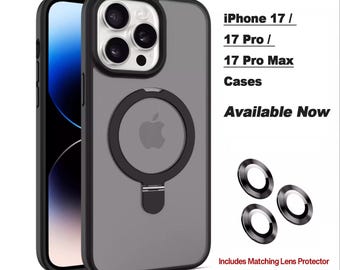 iPhone 17 16 15 Case with Magnetic Stand, Slim Shockproof Matte Cover, MagSafe Compatible, 6.3"