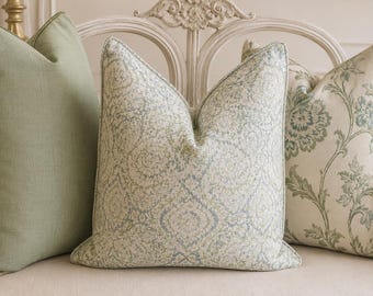 Damask Foliage Pillow Cover: Spring Colorway, Coastal Cottage Decor