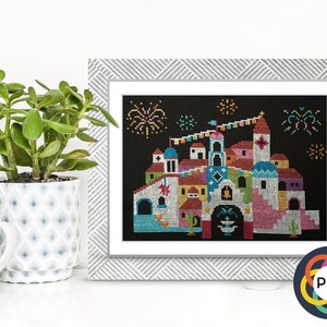 Fiesta Town - Modern Cross Stitch Pattern - Digital Download Pattern - the Happy Stitchery