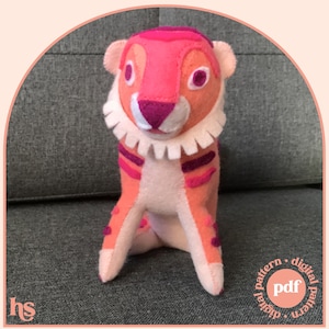 Filz Tiger Stofftier DIY Muster - Digitaler Download Muster - Chinesisches Neujahrsfest - the Happy Stitchery