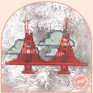 Golden Gate Bridge, San Francisco Ornament - Modern Cross Stitch Pattern - Digital Download Pattern - the Happy Stitchery