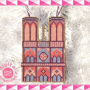 Notre Dame Cathedral, Paris Ornament - Modern Cross Stitch Pattern - Digital Download Pattern - the Happy Stitchery