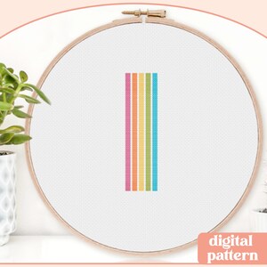Retro Rainbow Initial - I - Modern Cross Stitch Pattern - Digital Download Pattern - the Happy Stitchery