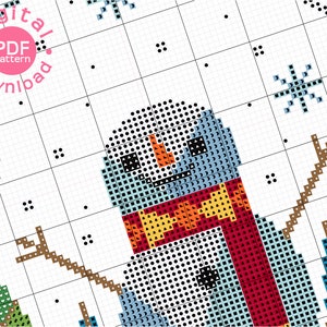 Snowman Snowglobe Modern Cross Stitch Pattern Digital Download Pattern the Happy Stitchery image 3