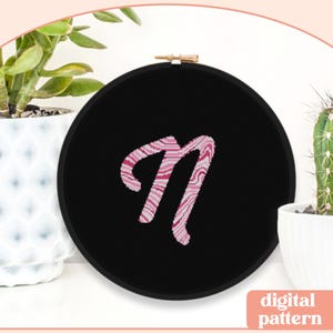 Marble Initial - N - Modern Cross Stitch Pattern - Digital Download Pattern - the Happy Stitchery