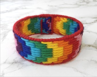 Bargello Bracelet Pattern - Love is Love Rainbow Bracelet - Digital Download Pattern - the Happy Stitchery