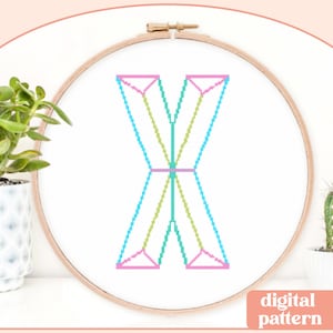 Neon Chisel Initial - X - Modern Cross Stitch Pattern - Digital Download Pattern - the Happy Stitchery