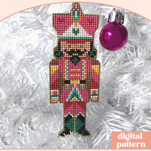 Adorno navideño Cascanueces - Patrón moderno de punto de cruz - Patrón de descarga digital - The Happy Stitchery