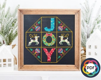 Christmas Joy Sampler - Modern Cross Stitch Pattern - Digital Download Pattern - the Happy Stitchery