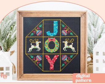 Christmas Joy Sampler - Modern Cross Stitch Pattern - Digital Download Pattern - the Happy Stitchery