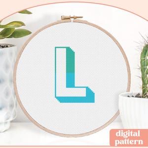 Two Tone Initial - L - Modern Cross Stitch Pattern - Digital Download Pattern - the Happy Stitchery