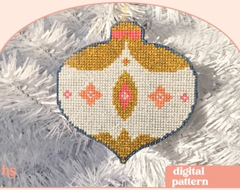 Modern Christmas Teardrop Ornament - Modern Cross Stitch Pattern - Digital Download Pattern - the Happy Stitchery