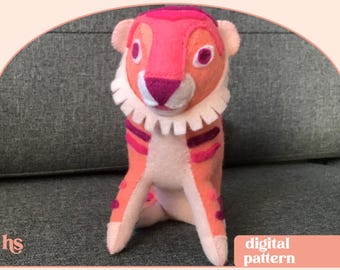 Felt Tiger Stuffie Figure DIY Pattern  - Digital Download Pattern - Chinese New Year - the Happy Stitchery