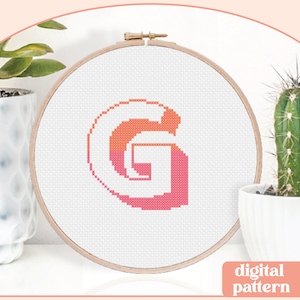 Zweifarbige Initiale - G - Modernes Kreuzstichmuster - Digitaler Download Muster - the Happy Stitchery